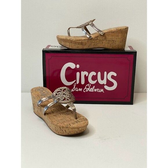 Circus Sam Edelman Cork Platform Wedge Sandals Shoe Women's‎ 6.5 Rocky Rose Gold - Picture 2 of 9